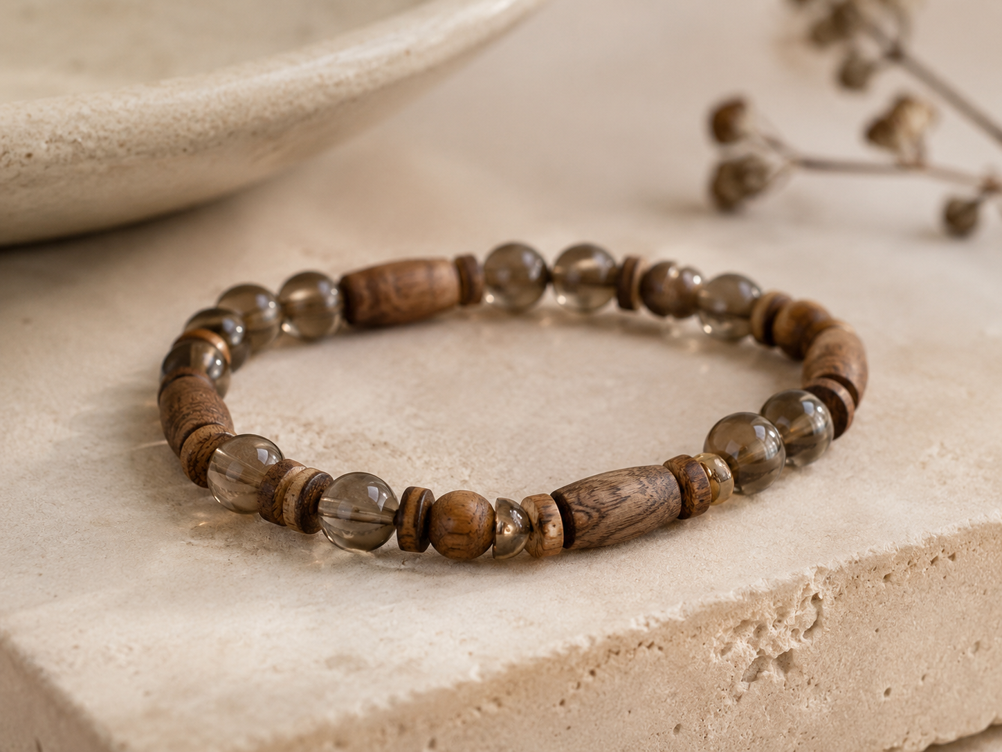 Wood details with crystal bracelet components
